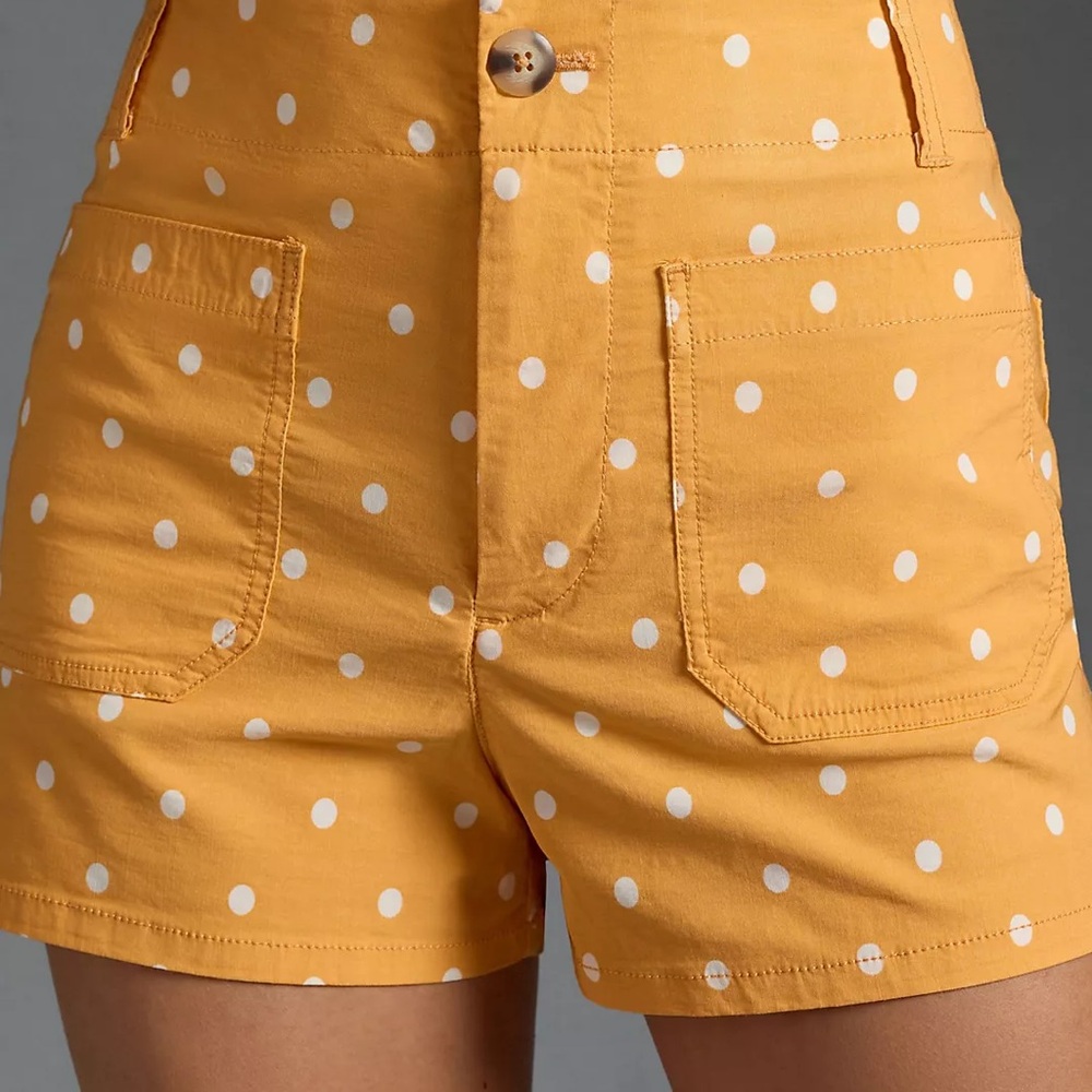 Anthropologie Yellow Polka Dot High Waist Shorts
